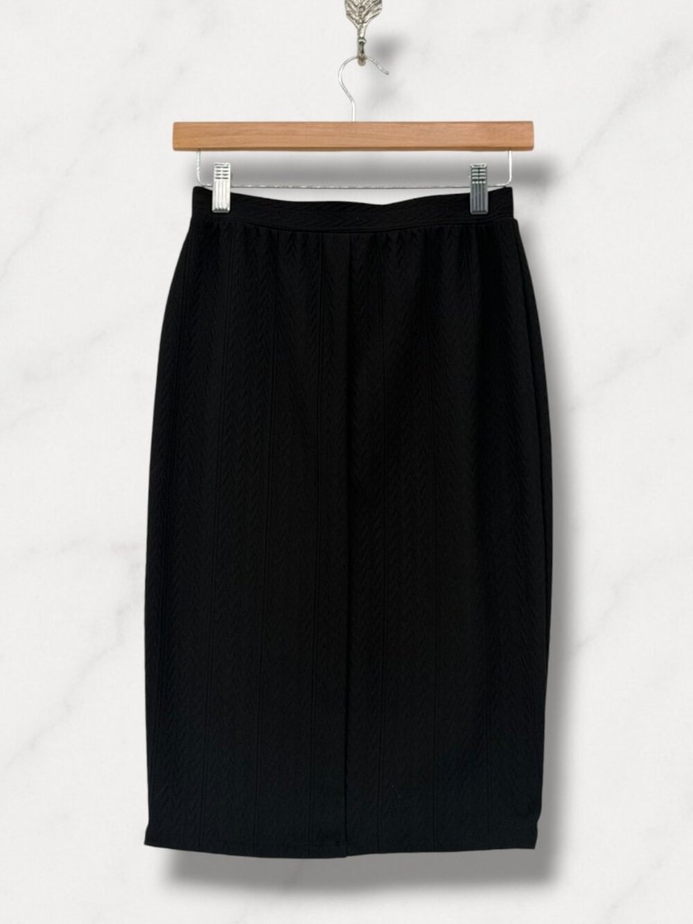 Joe B. by Joe Benbasset Black Cable Knit Split Front Pencil Skirt S - Picture 4 of 4
